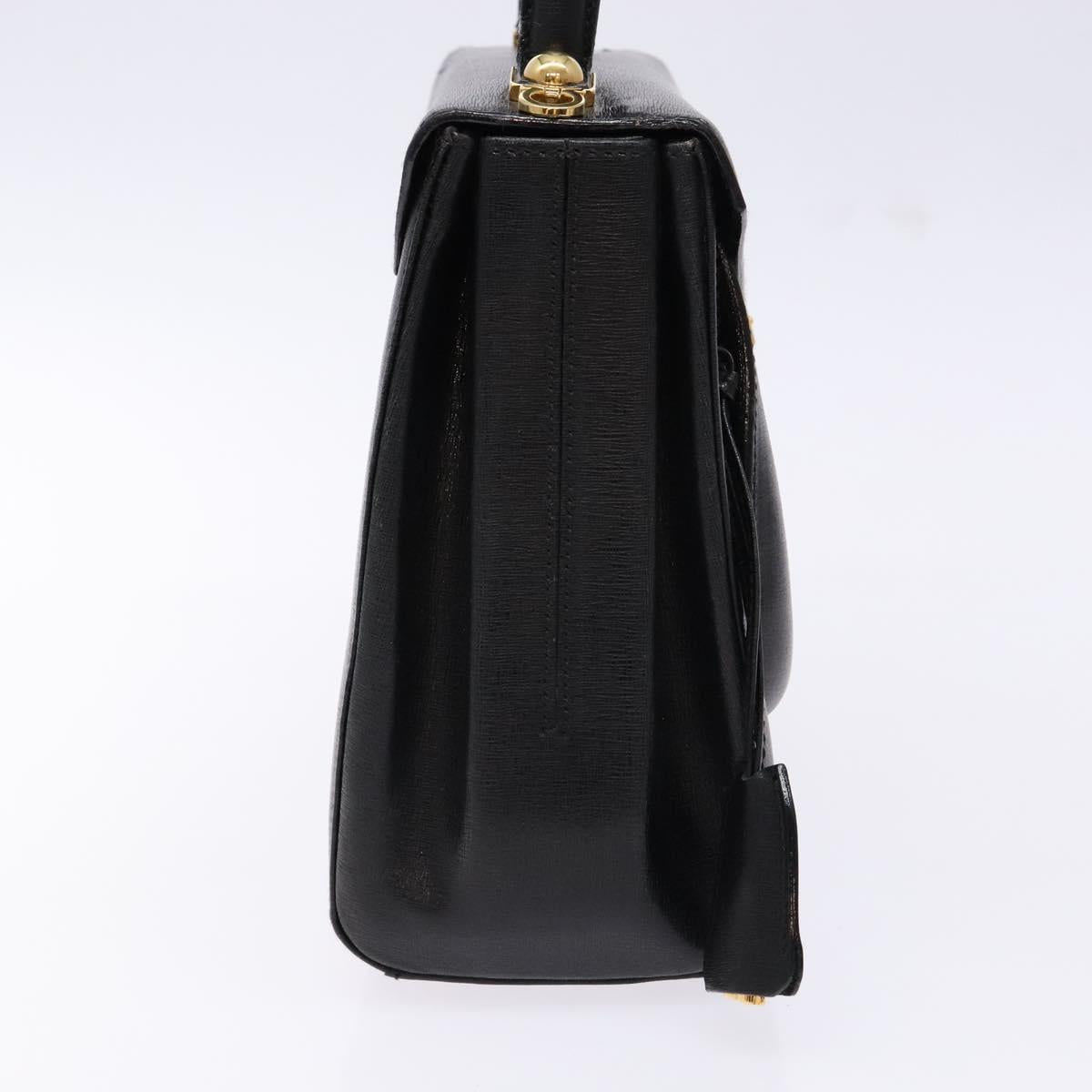 Salvatore Ferragamo Hand Bag Leather 2way Black Gold Auth gh621