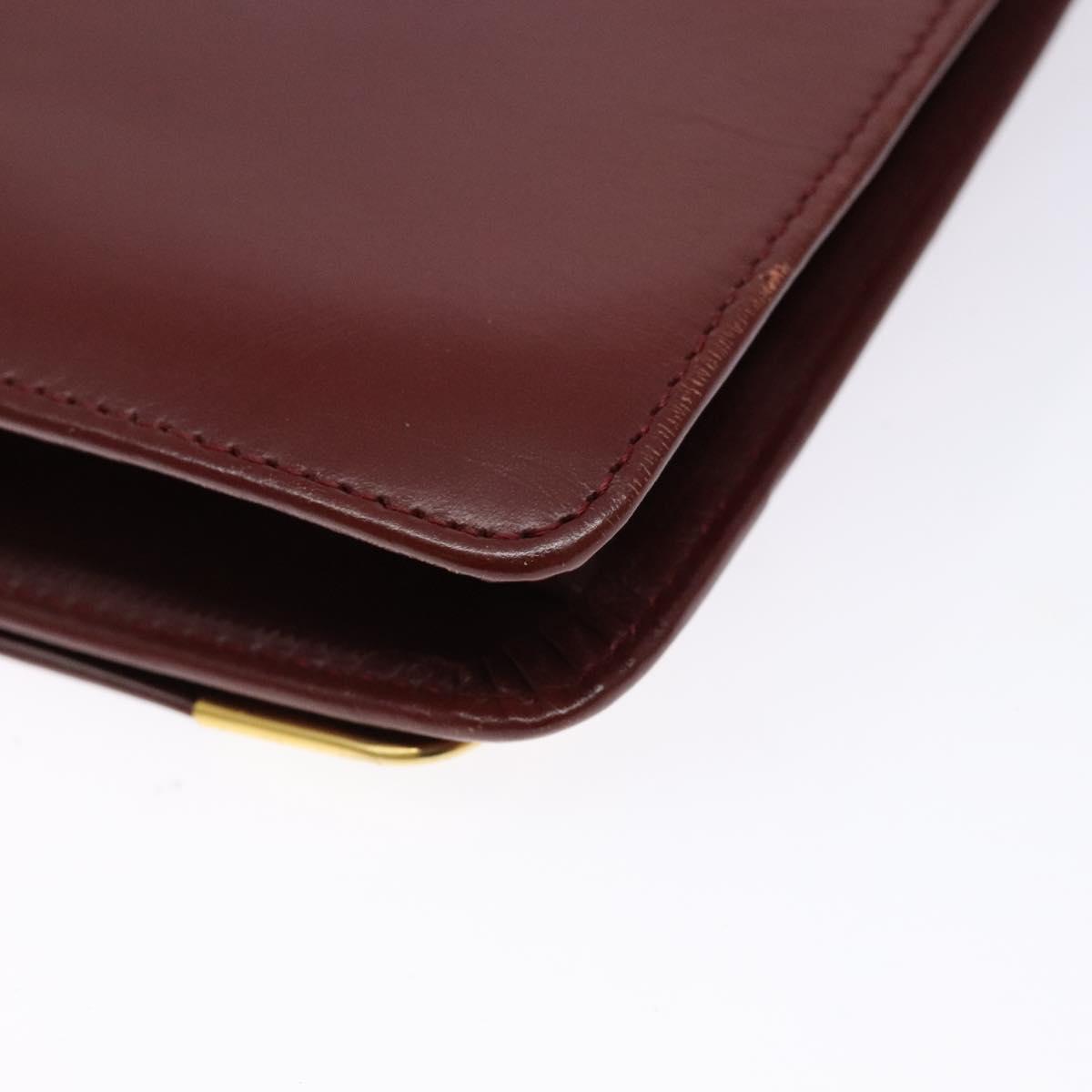 CARTIER Must Line Clutch Bag Leather Bordeaux Gold Auth gh624