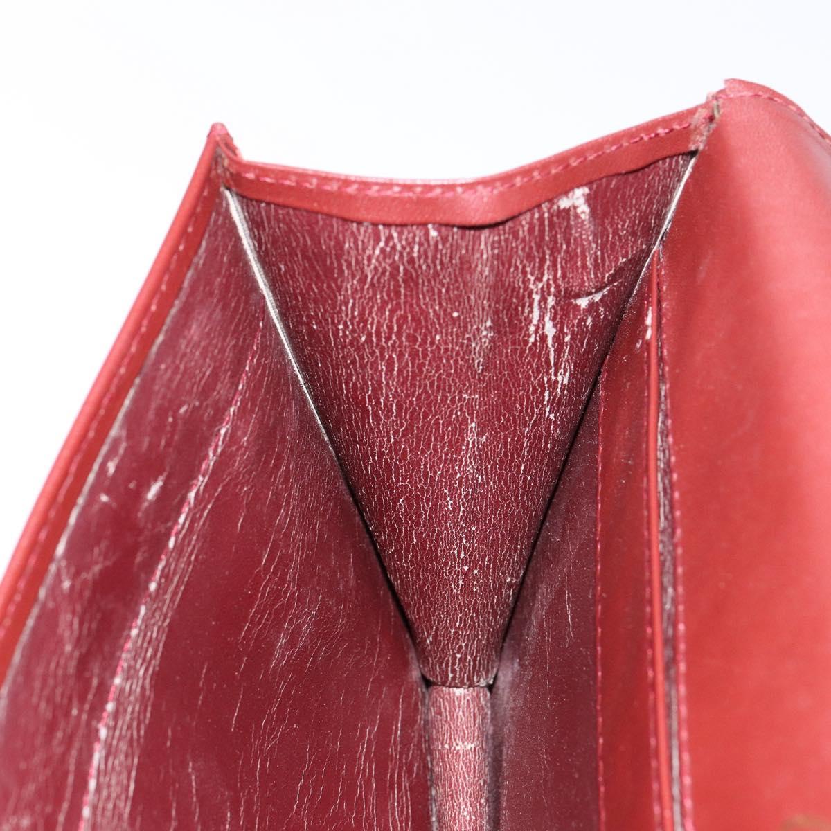 CARTIER Must Line Clutch Bag Leather Bordeaux Gold Auth gh624