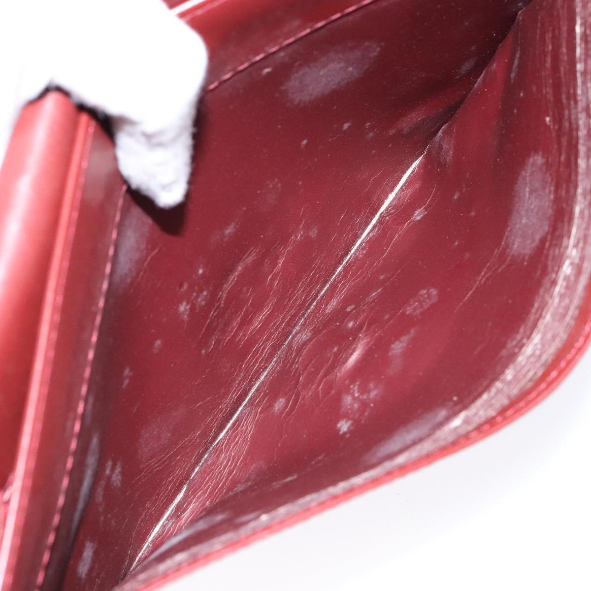 CARTIER Must Line Clutch Bag Leather Bordeaux Gold Auth gh624