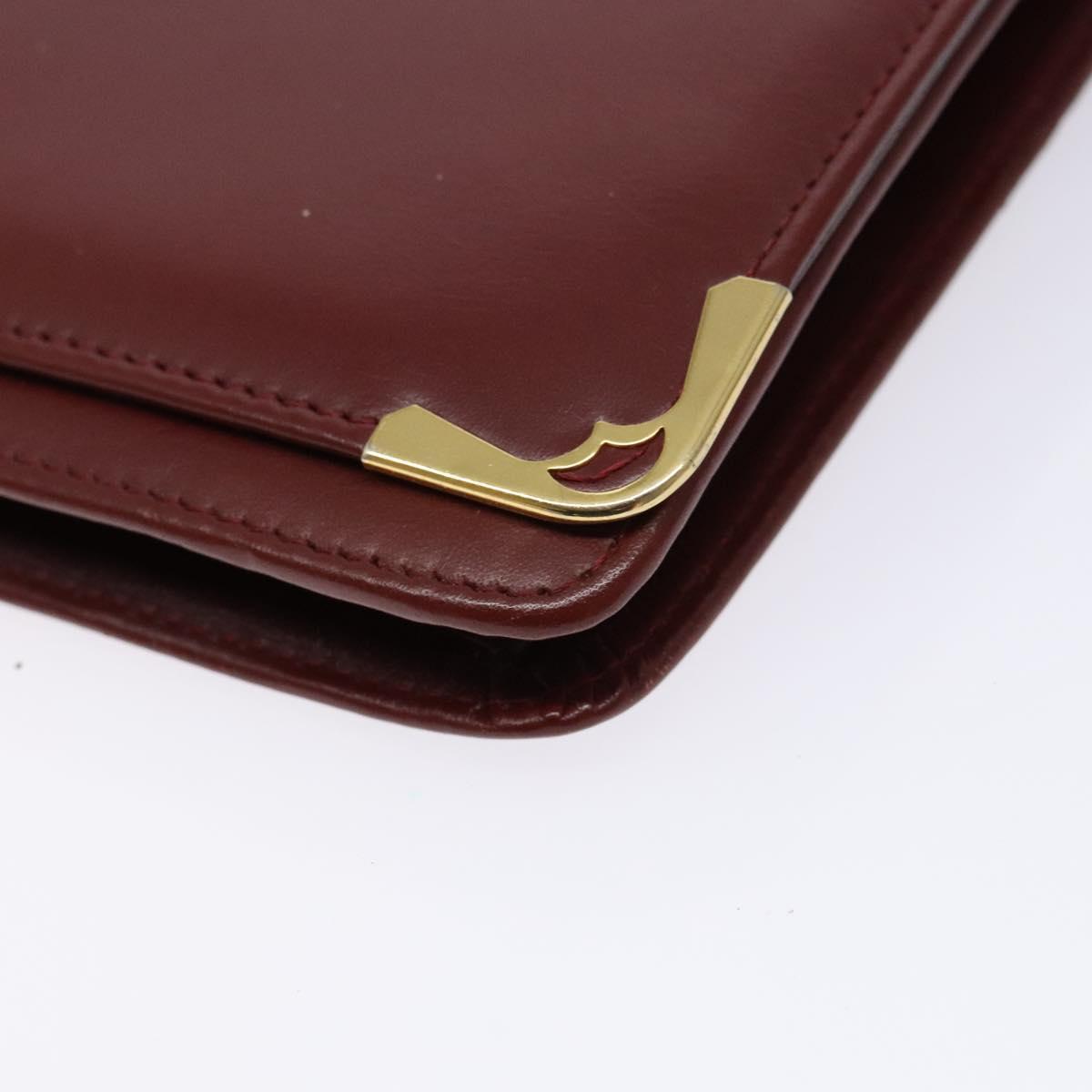 CARTIER Must Line Clutch Bag Leather Bordeaux Gold Auth gh624