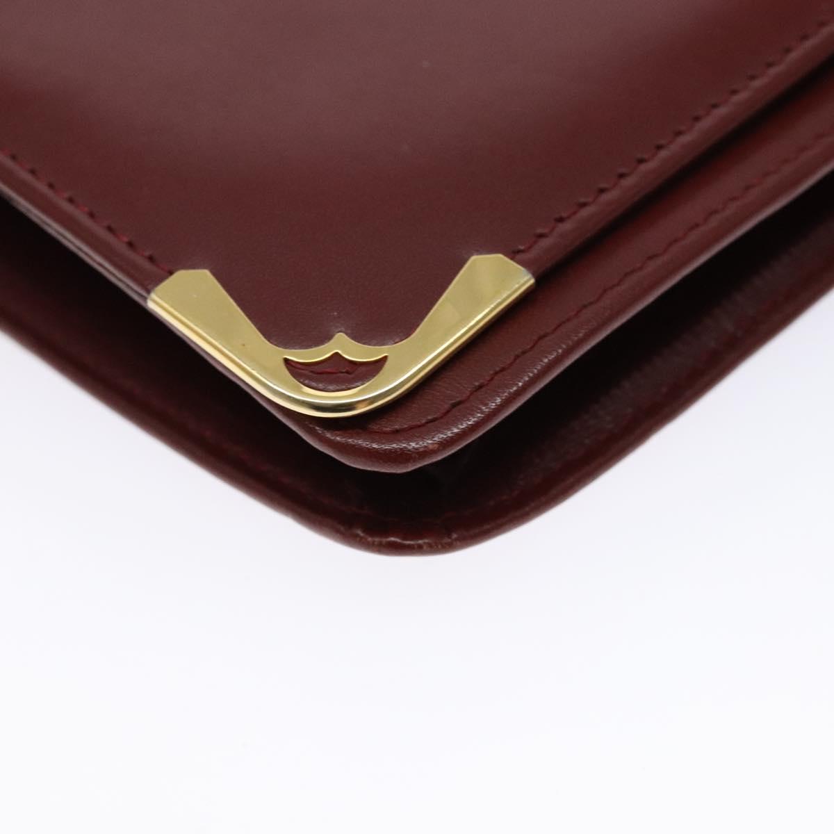 CARTIER Must Line Clutch Bag Leather Bordeaux Gold Auth gh624