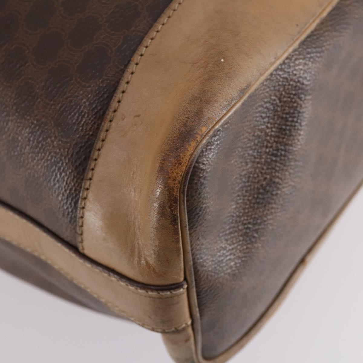 CELINE Macadam Canvas Shoulder Bag PVC Leather Brown Auth gh633