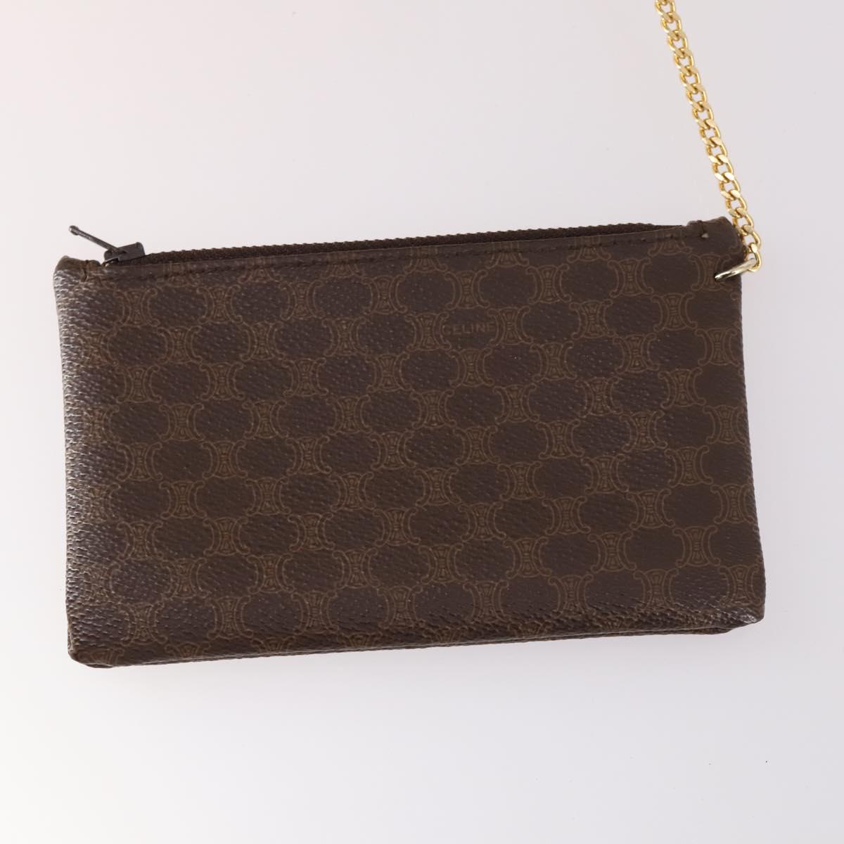 CELINE Macadam Canvas Shoulder Bag PVC Leather Brown Auth gh633