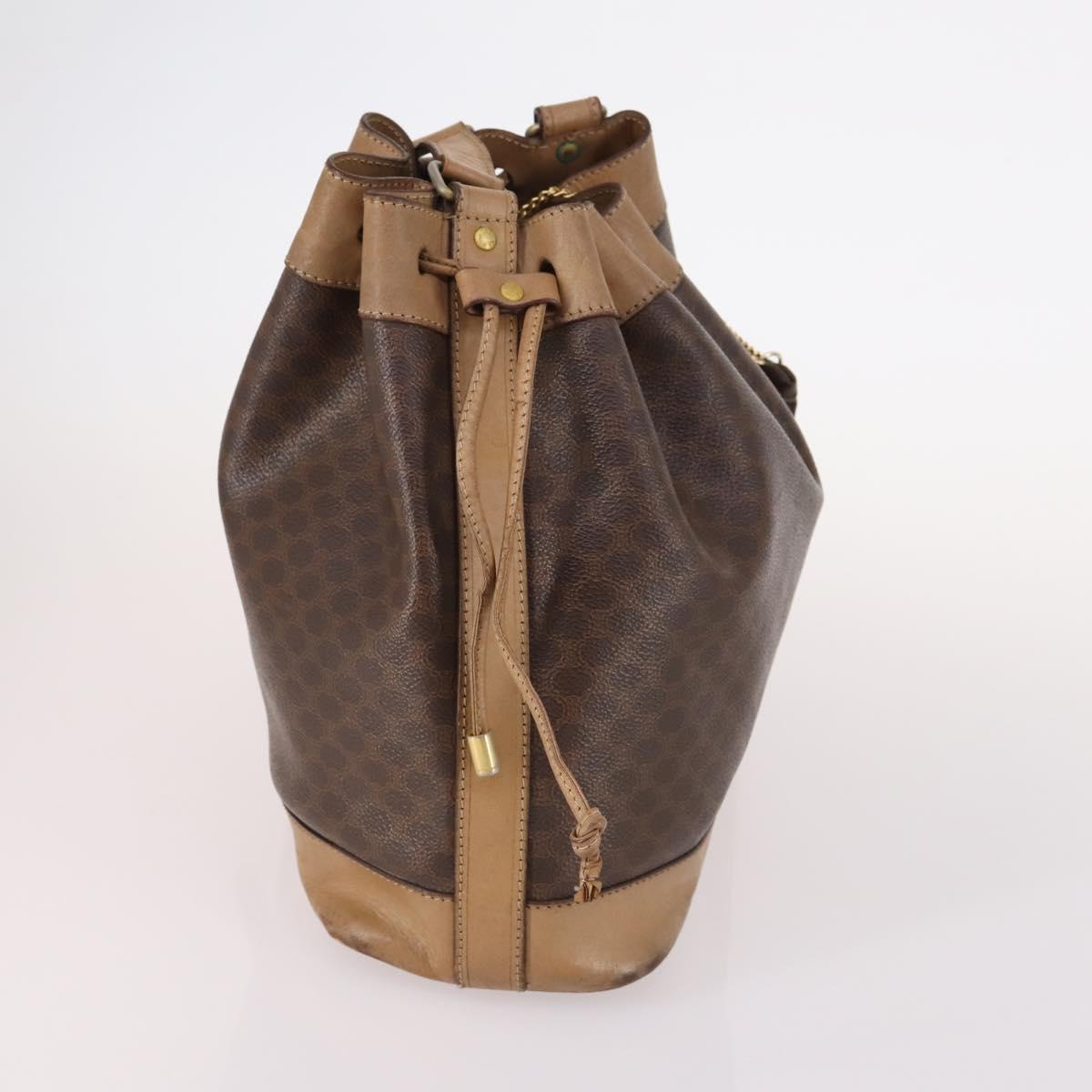 CELINE Macadam Canvas Shoulder Bag PVC Leather Brown Auth gh633