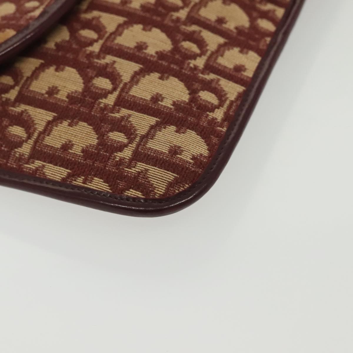 Christian Dior Trotter Canvas Clutch Bag Brown Gold Auth gh634