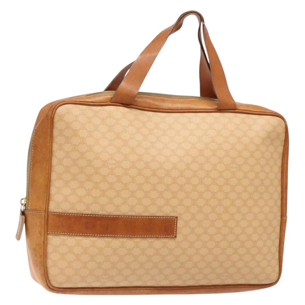 CELINE Macadam Canvas Hand Bag PVC Beige Gold Auth gh636