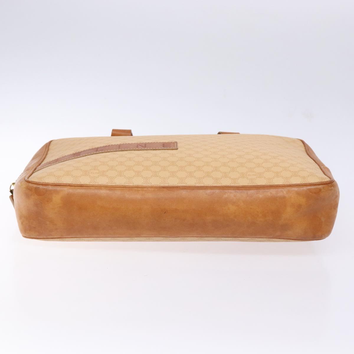 CELINE Macadam Canvas Hand Bag PVC Beige Gold Auth gh636