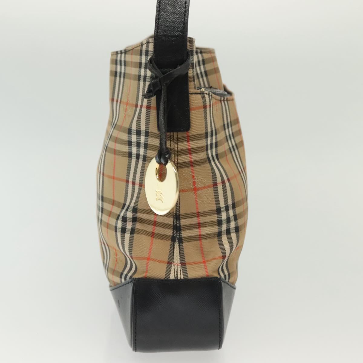 Burberrys Nova Check Shoulder Bag Canvas Leather Beige Gold Auth gh639