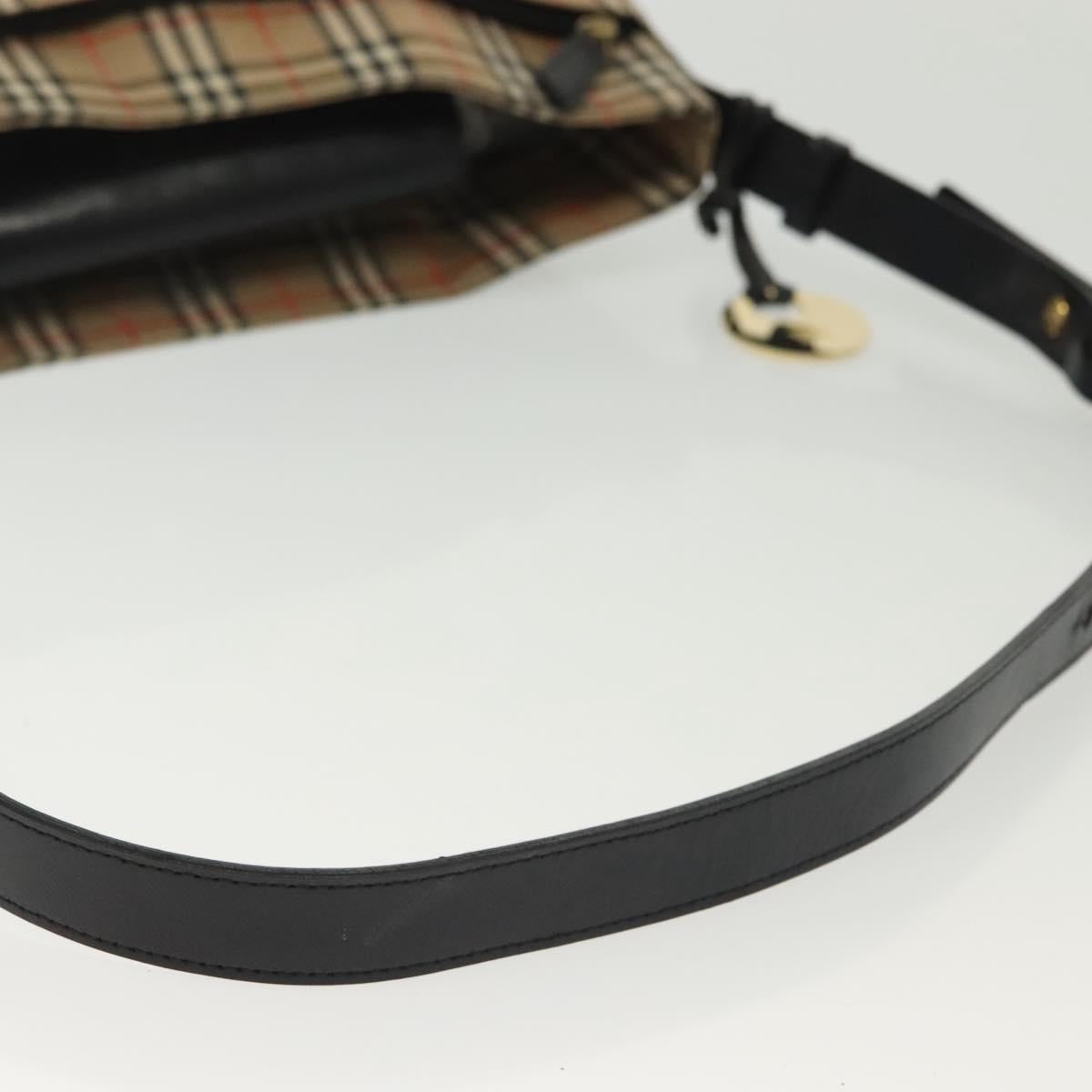 Burberrys Nova Check Shoulder Bag Canvas Leather Beige Gold Auth gh639