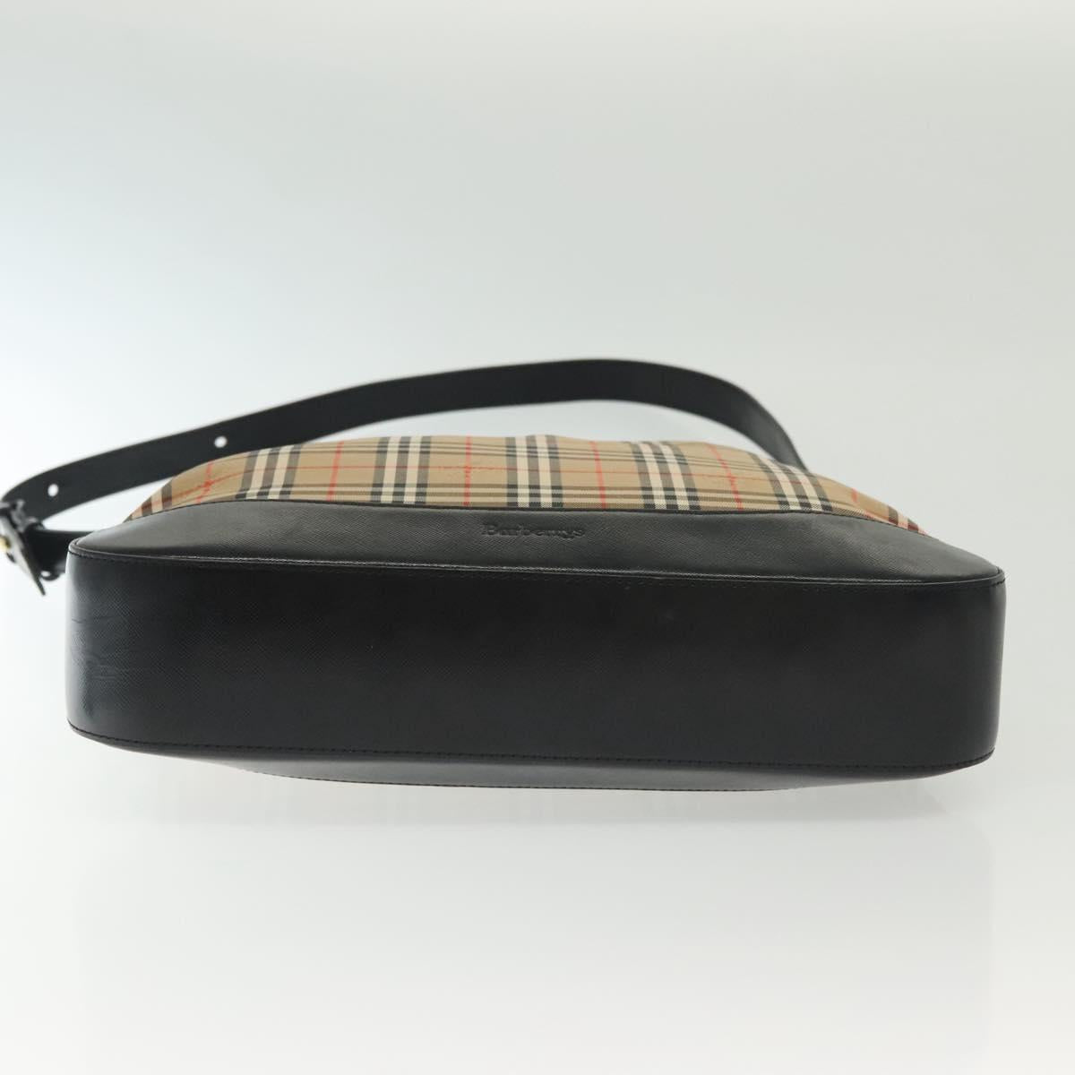 Burberrys Nova Check Shoulder Bag Canvas Leather Beige Gold Auth gh639