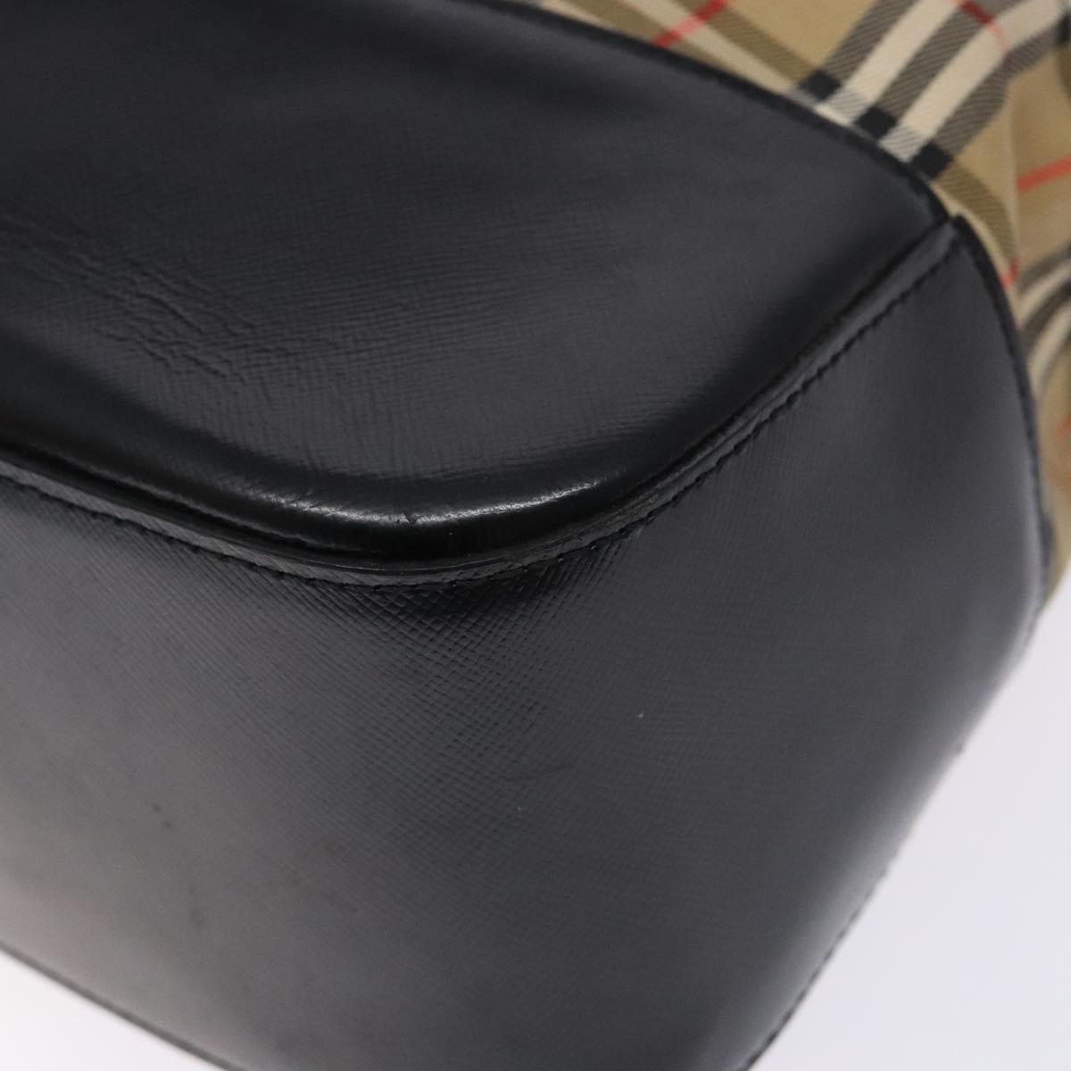 Burberrys Nova Check Tote Bag Canvas Leather Beige Gold Auth gh641