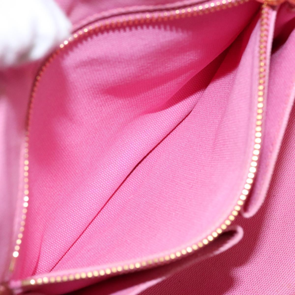 PRADA Canapa MM Hand Bag Canvas Pink Gold Auth gh649