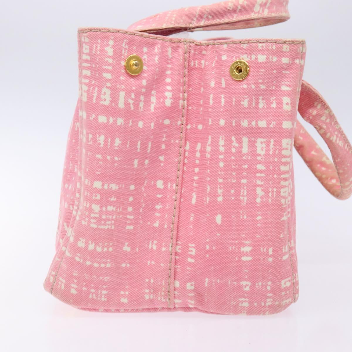 PRADA Canapa MM Hand Bag Canvas Pink Gold Auth gh649