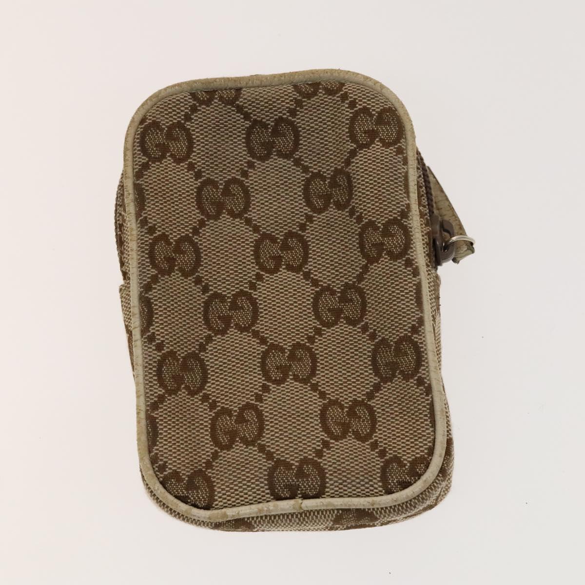 GUCCI GG Canvas Pouch Leather 3Set Beige Red Auth gh650