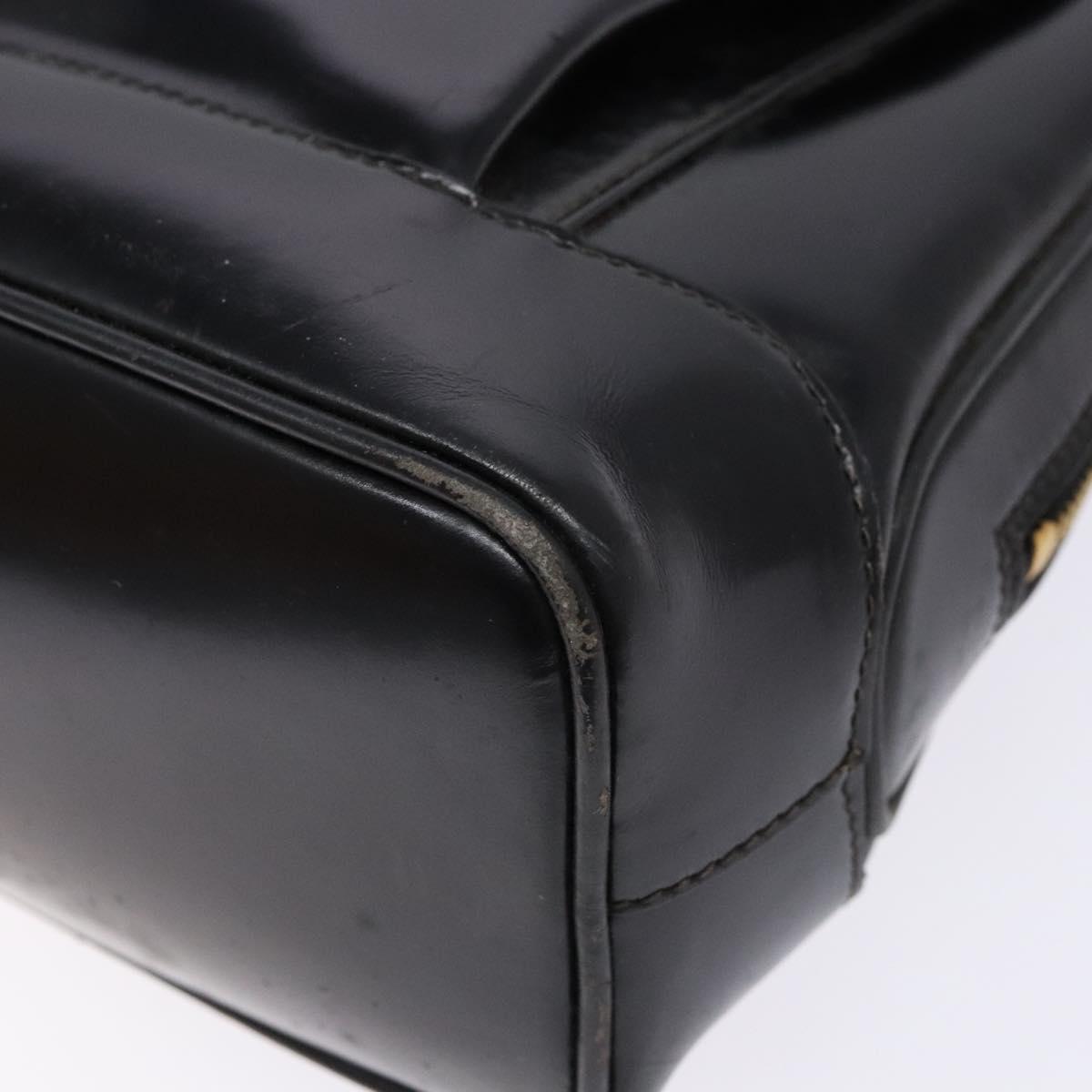 GUCCI Bamboo Shoulder Bag Patent leather Black Gold Auth gh652