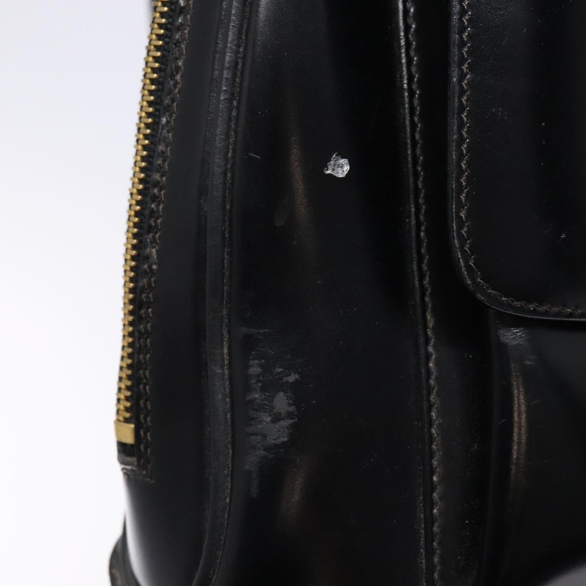 GUCCI Bamboo Shoulder Bag Patent leather Black Gold Auth gh652
