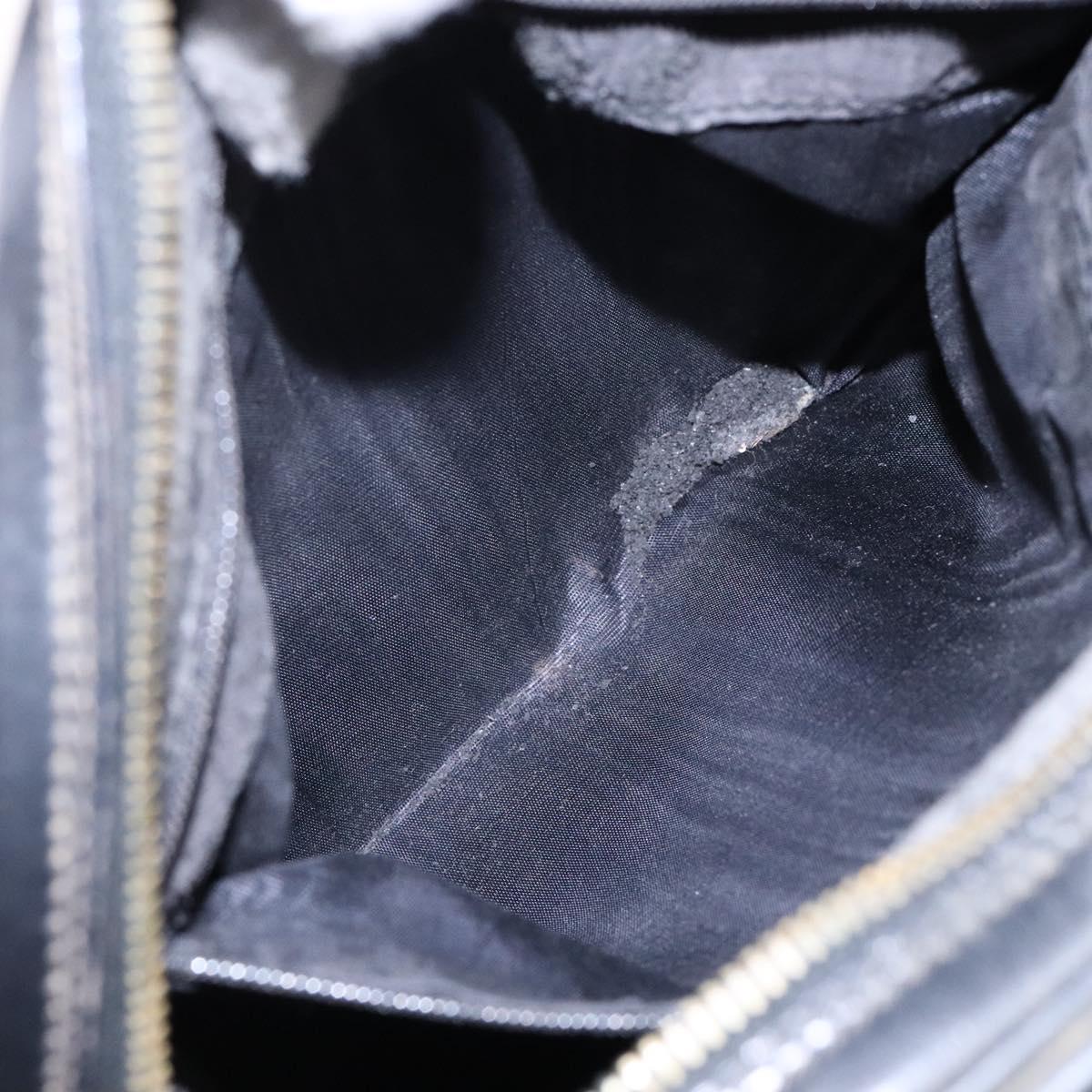 GUCCI Bamboo Shoulder Bag Patent leather Black Gold Auth gh652