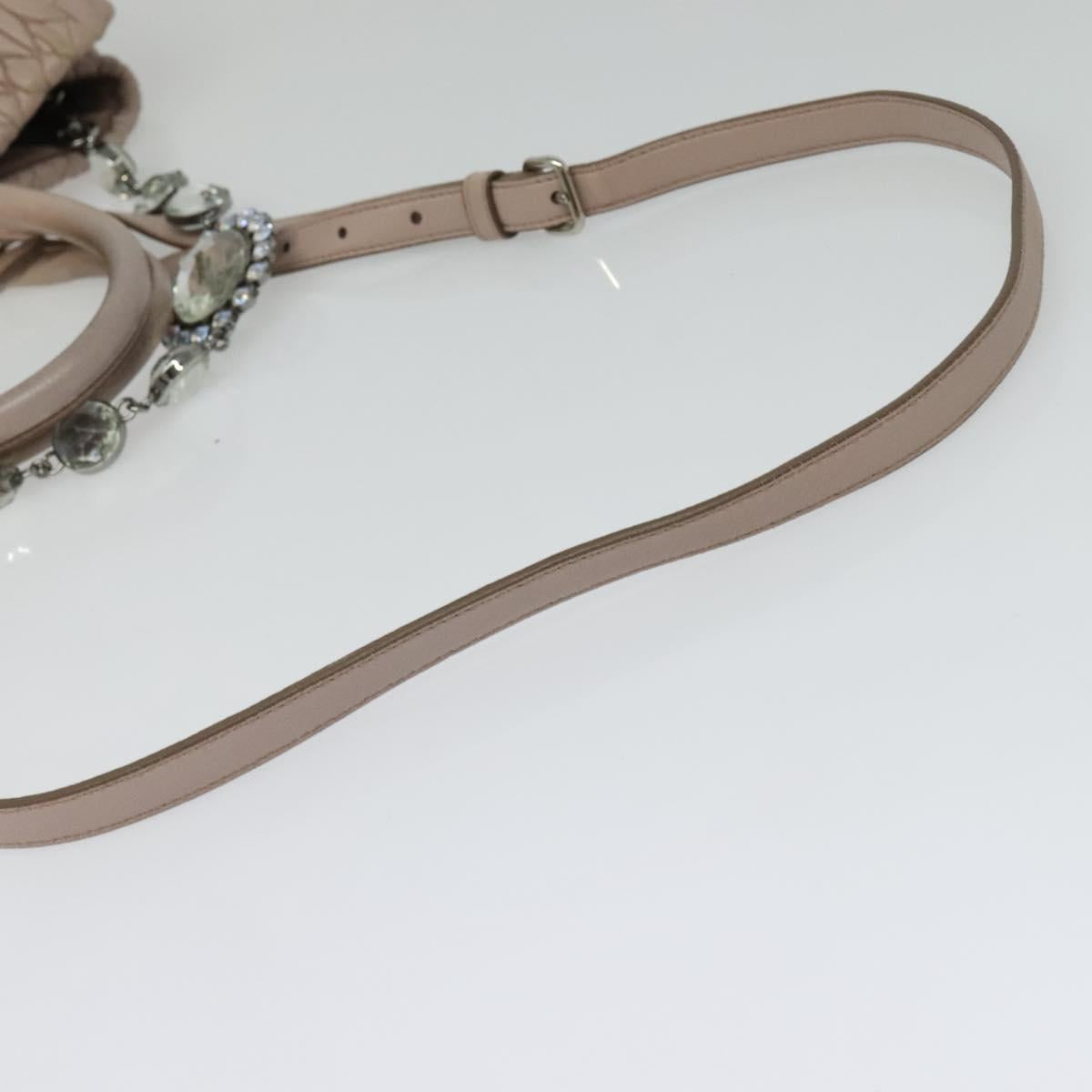 Miu Miu Matelasse Hand Bag Leather 2way Pink Silver Auth gh653
