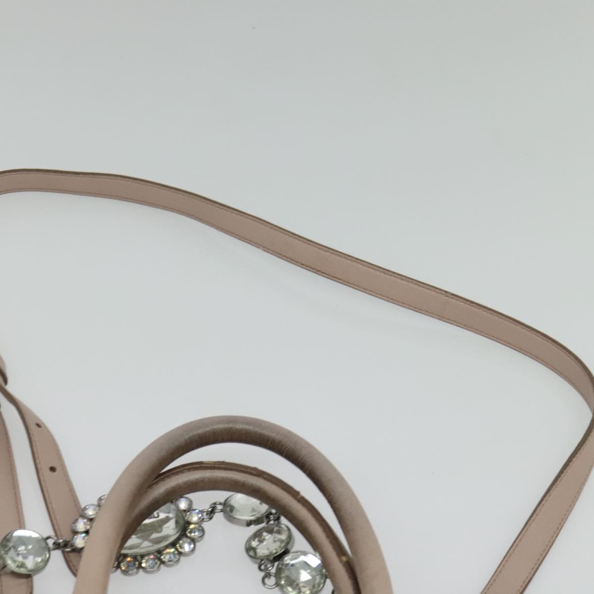 Miu Miu Matelasse Hand Bag Leather 2way Pink Silver Auth gh653