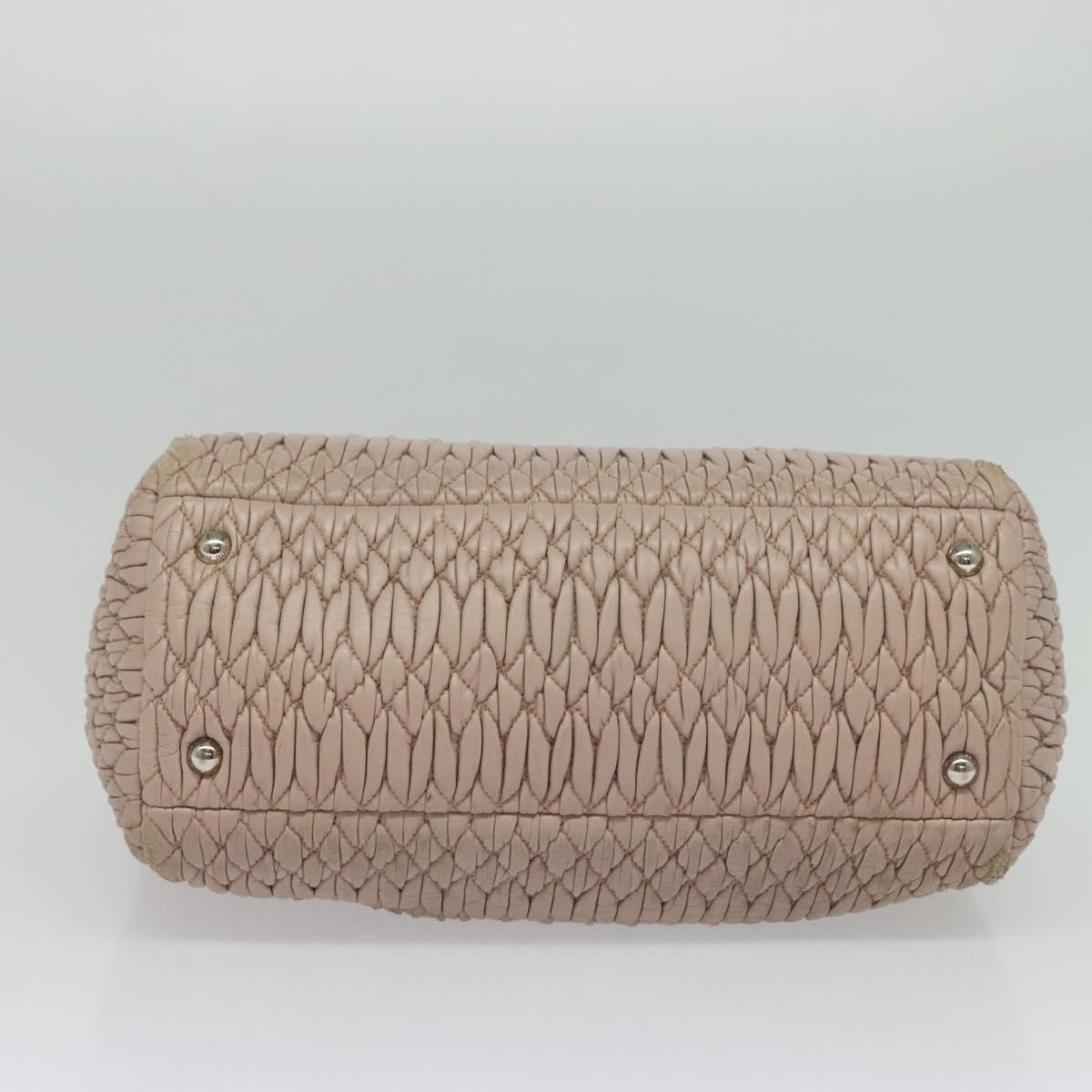Miu Miu Matelasse Hand Bag Leather 2way Pink Silver Auth gh653