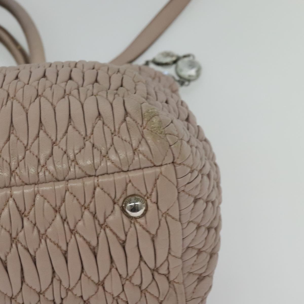 Miu Miu Matelasse Hand Bag Leather 2way Pink Silver Auth gh653