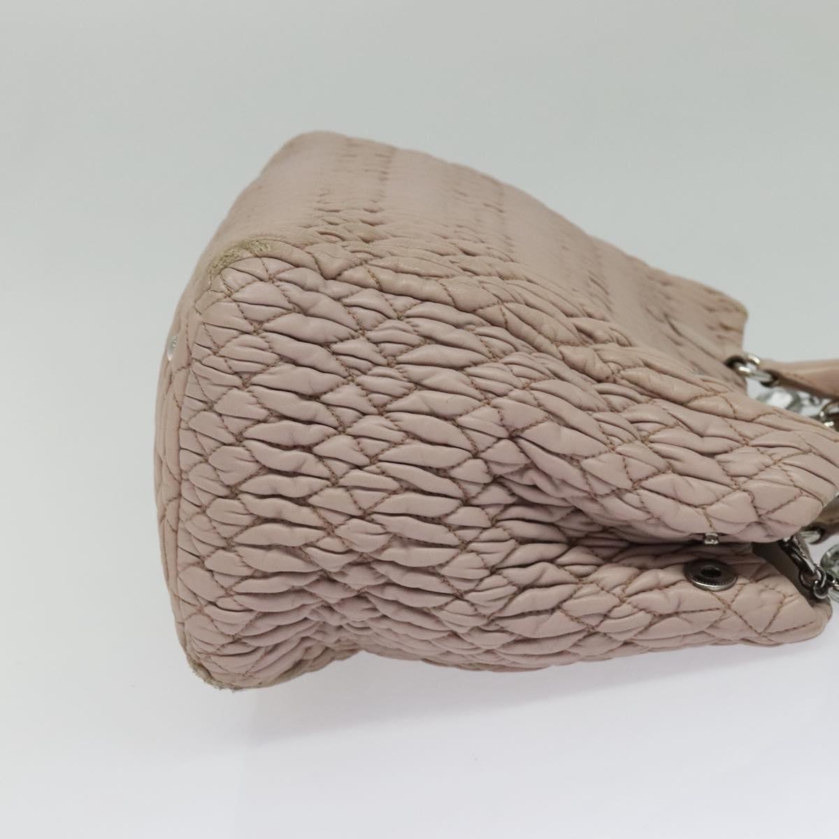 Miu Miu Matelasse Hand Bag Leather 2way Pink Silver Auth gh653