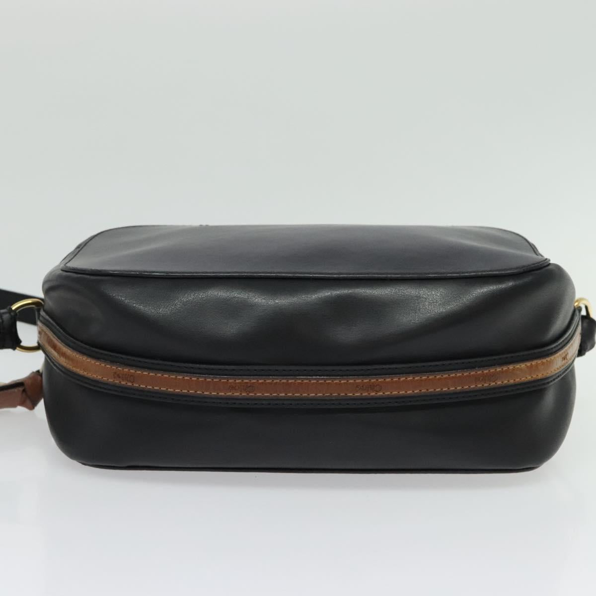 Chloe Shoulder Bag Leather Black Gold Auth gh654
