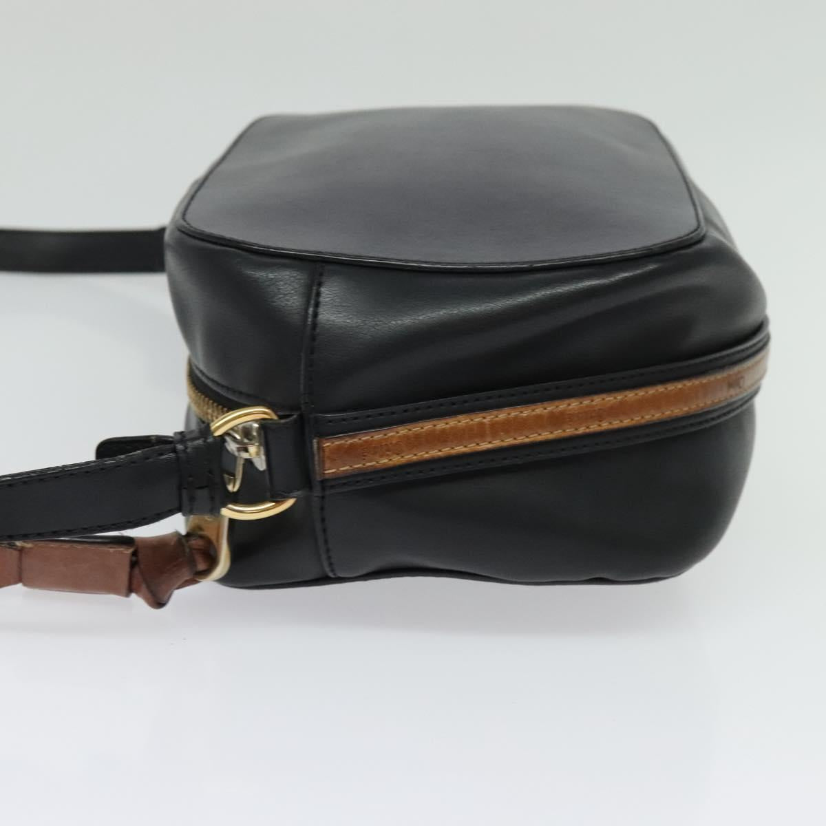 Chloe Shoulder Bag Leather Black Gold Auth gh654