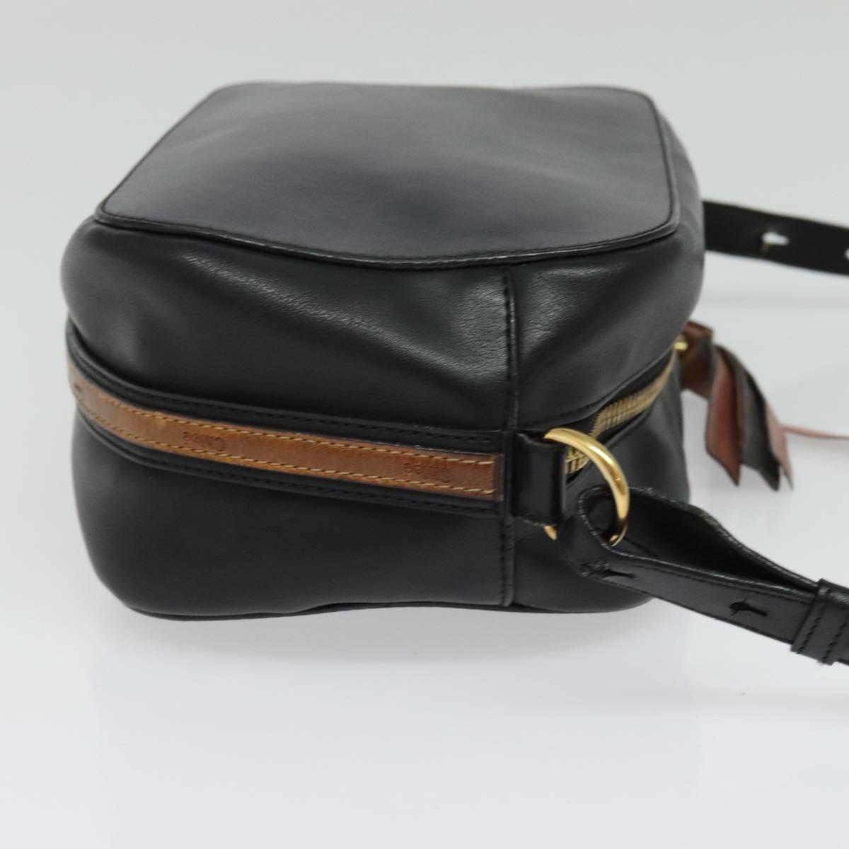 Chloe Shoulder Bag Leather Black Gold Auth gh654