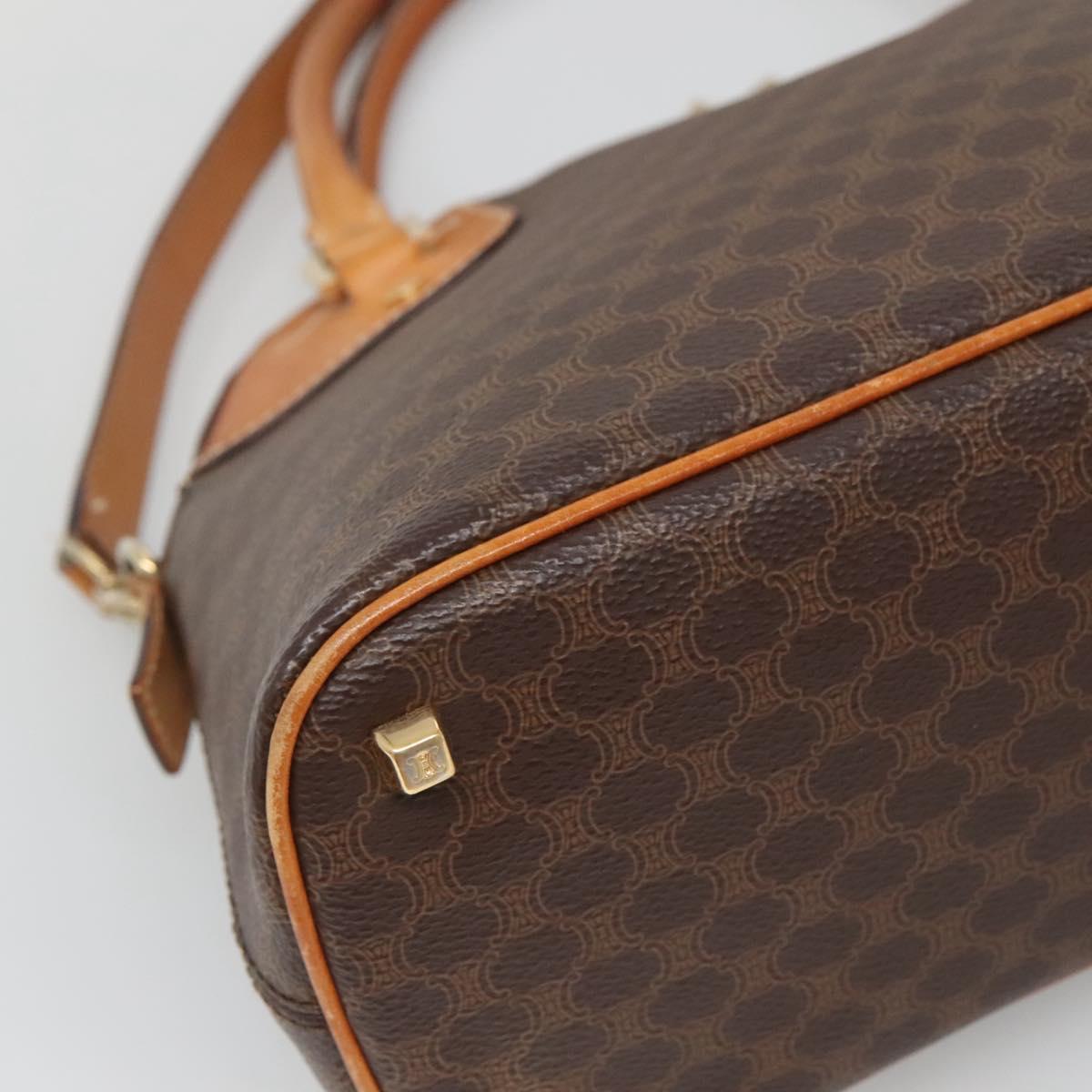 CELINE Macadam Canvas Hand Bag PVC Leather 2way Brown Gold Auth gh663