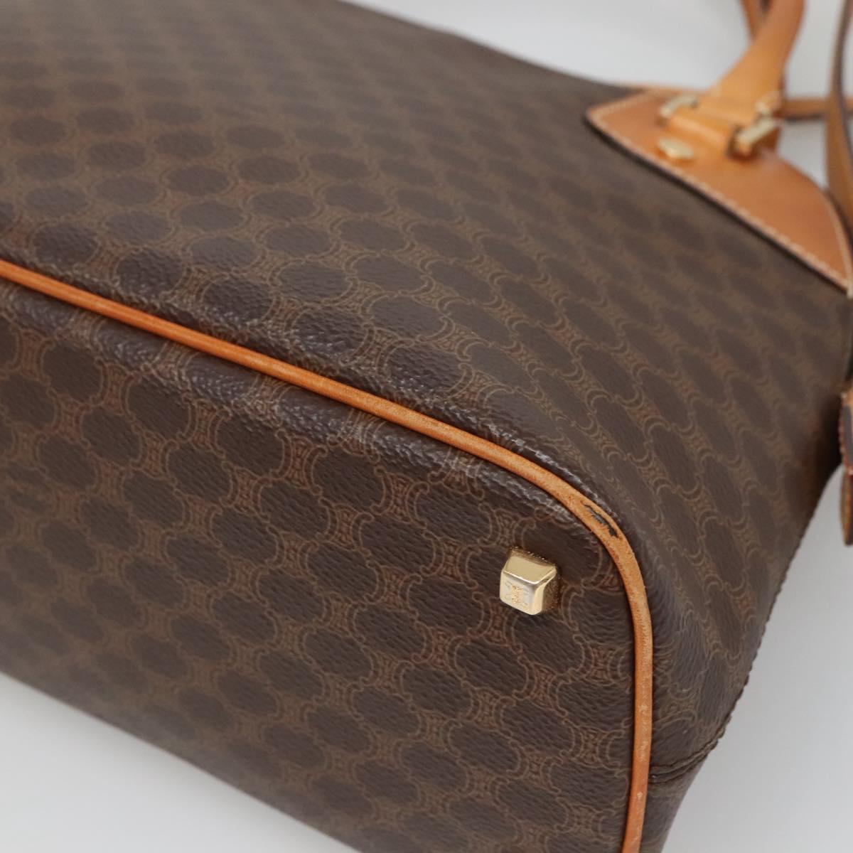 CELINE Macadam Canvas Hand Bag PVC Leather 2way Brown Gold Auth gh663