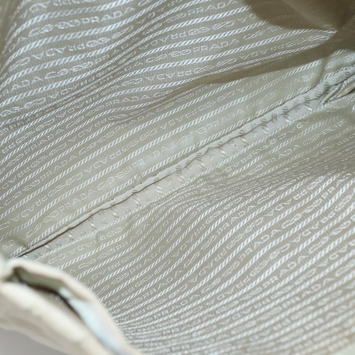 PRADA Tote Bag Nylon Beige Silver Auth gh666