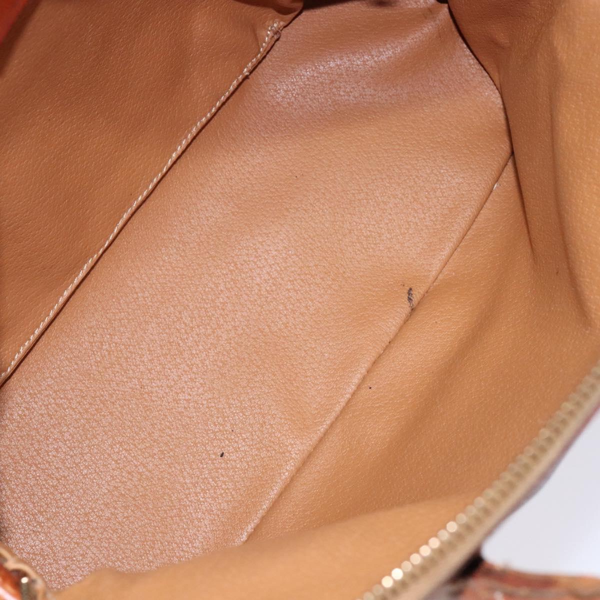CELINE Macadam Canvas Hand Bag PVC Leather Brown Gold Auth gh668