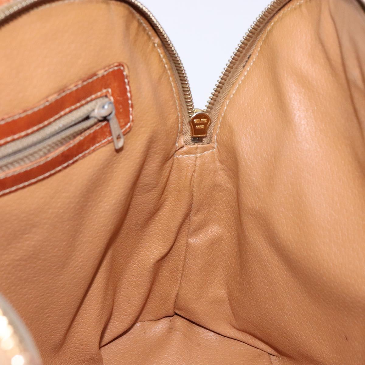 CELINE Macadam Canvas Hand Bag PVC Leather Brown Gold Auth gh668