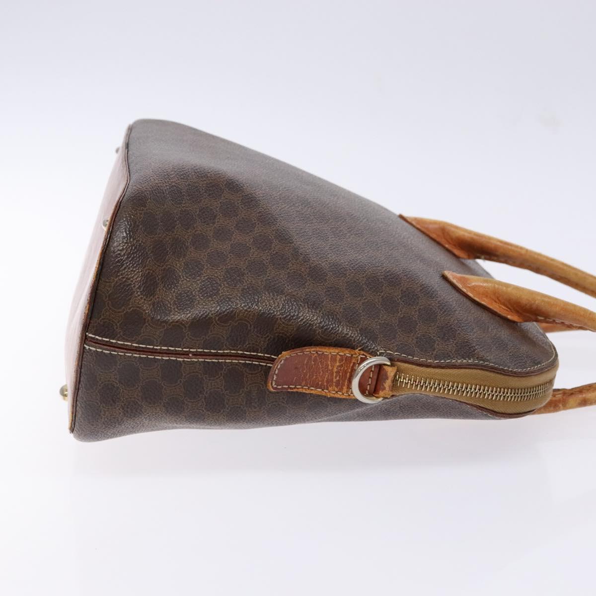 CELINE Macadam Canvas Hand Bag PVC Leather Brown Gold Auth gh668