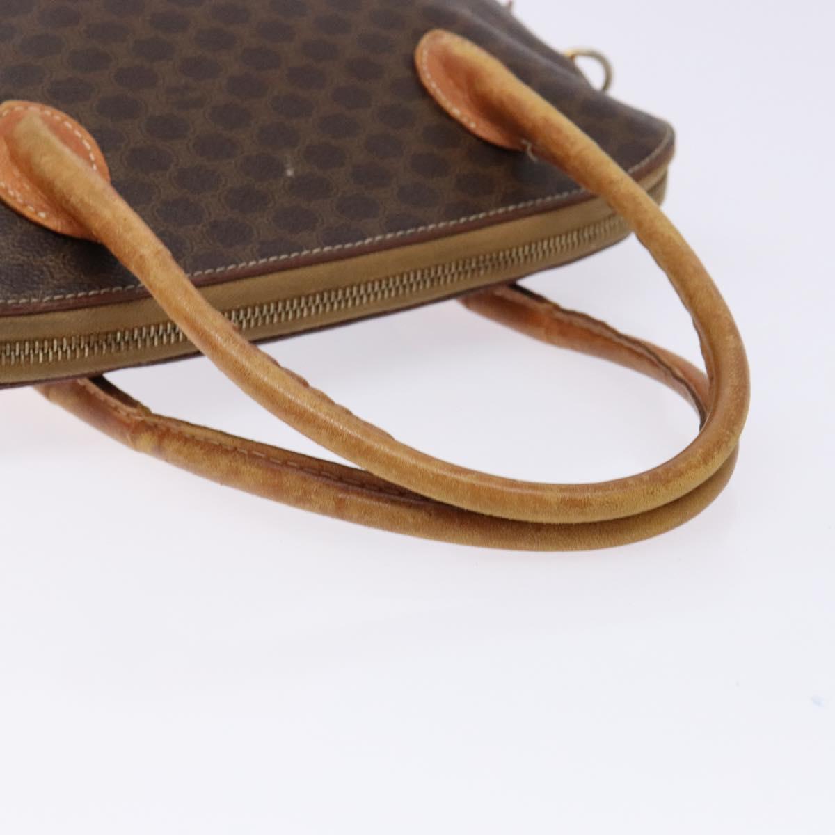 CELINE Macadam Canvas Hand Bag PVC Leather Brown Gold Auth gh668