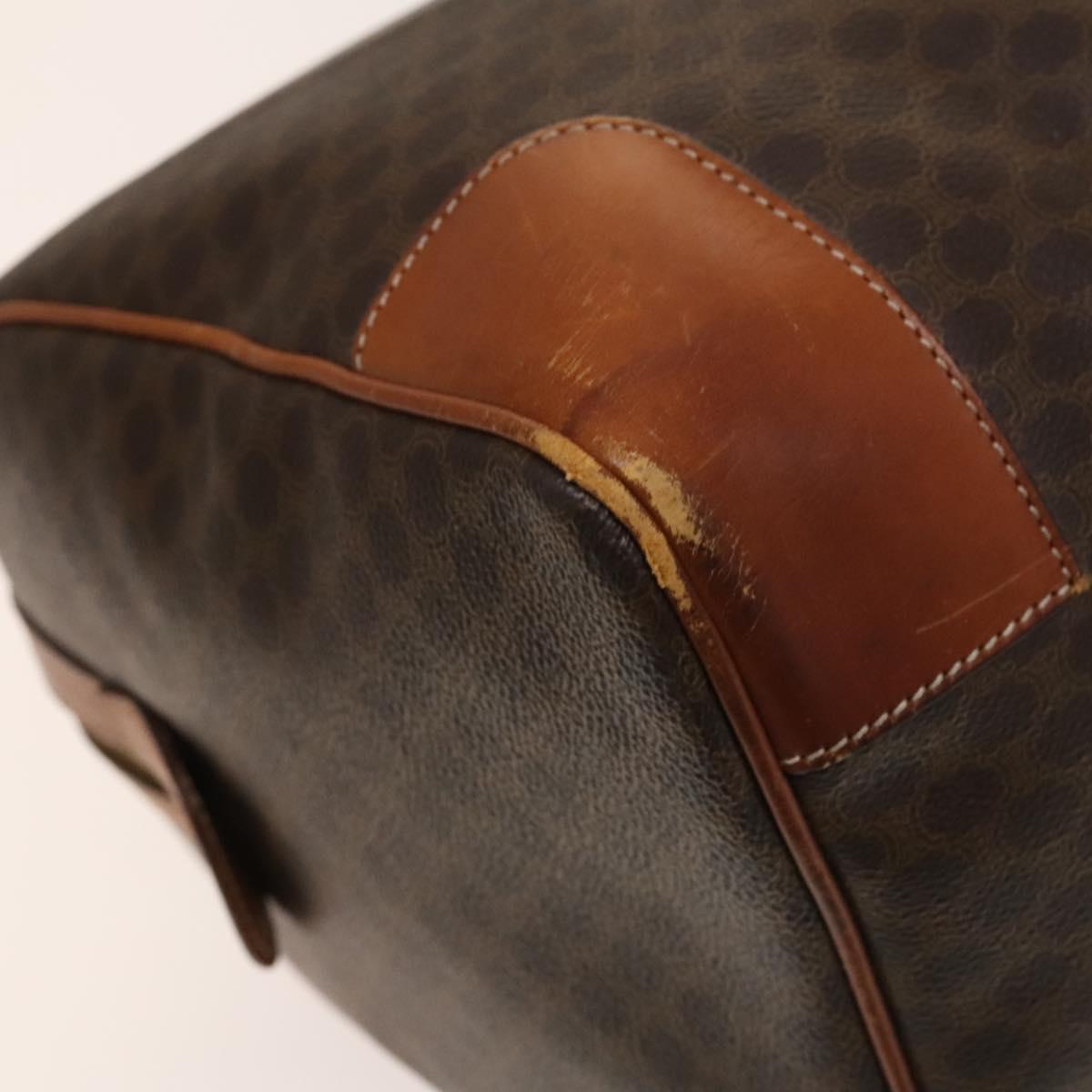 CELINE Macadam Canvas Boston Bag PVC Brown Gold Auth gh671
