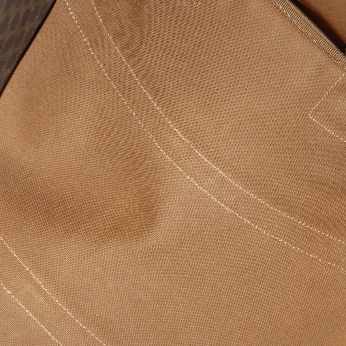 CELINE Macadam Canvas Boston Bag PVC Brown Gold Auth gh671