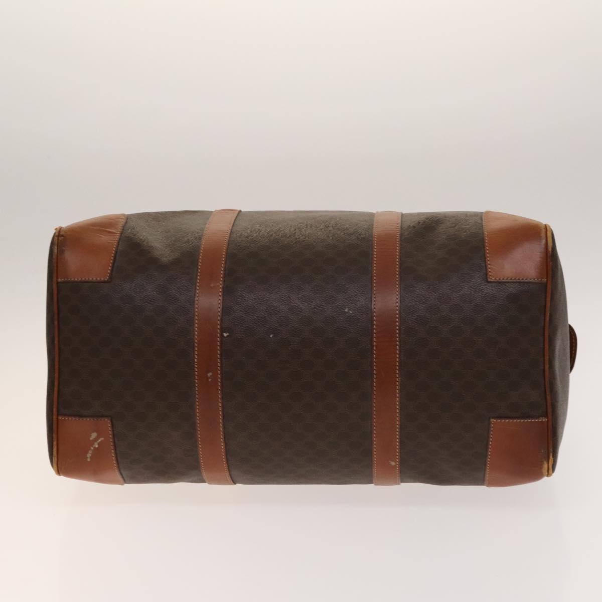 CELINE Macadam Canvas Boston Bag PVC Brown Gold Auth gh671