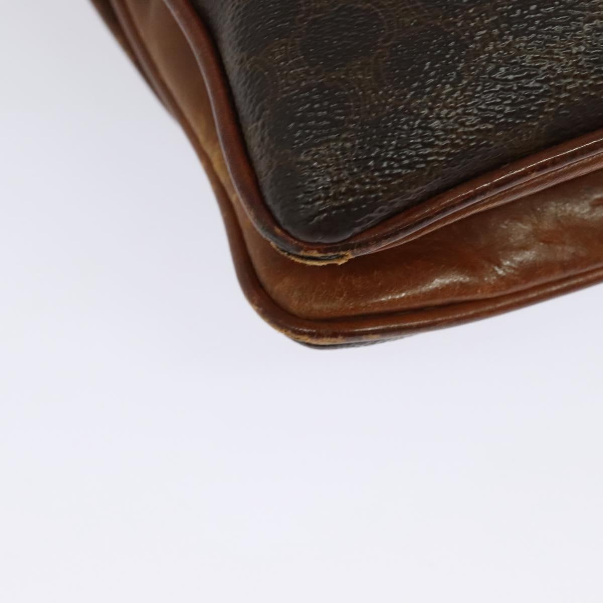 CELINE Macadam Canvas Shoulder Bag PVC Leather Brown Gold Auth gh672