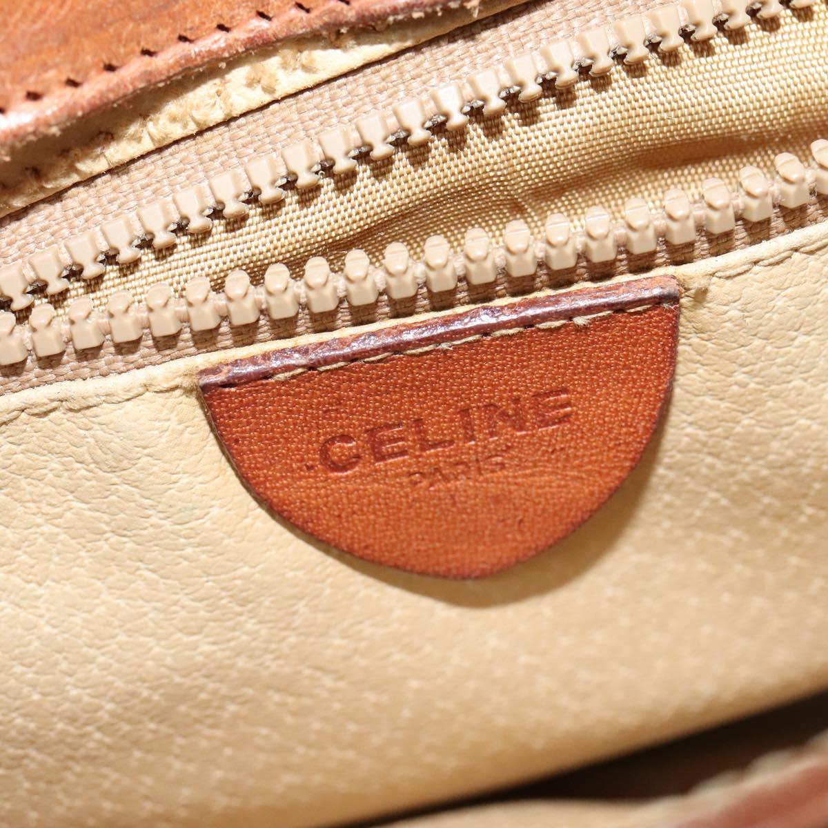 CELINE Macadam Canvas Shoulder Bag PVC Leather Brown Gold Auth gh672