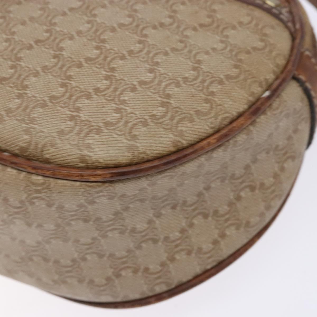 CELINE Macadam Canvas Shoulder Bag PVC Beige Gold Auth gh675