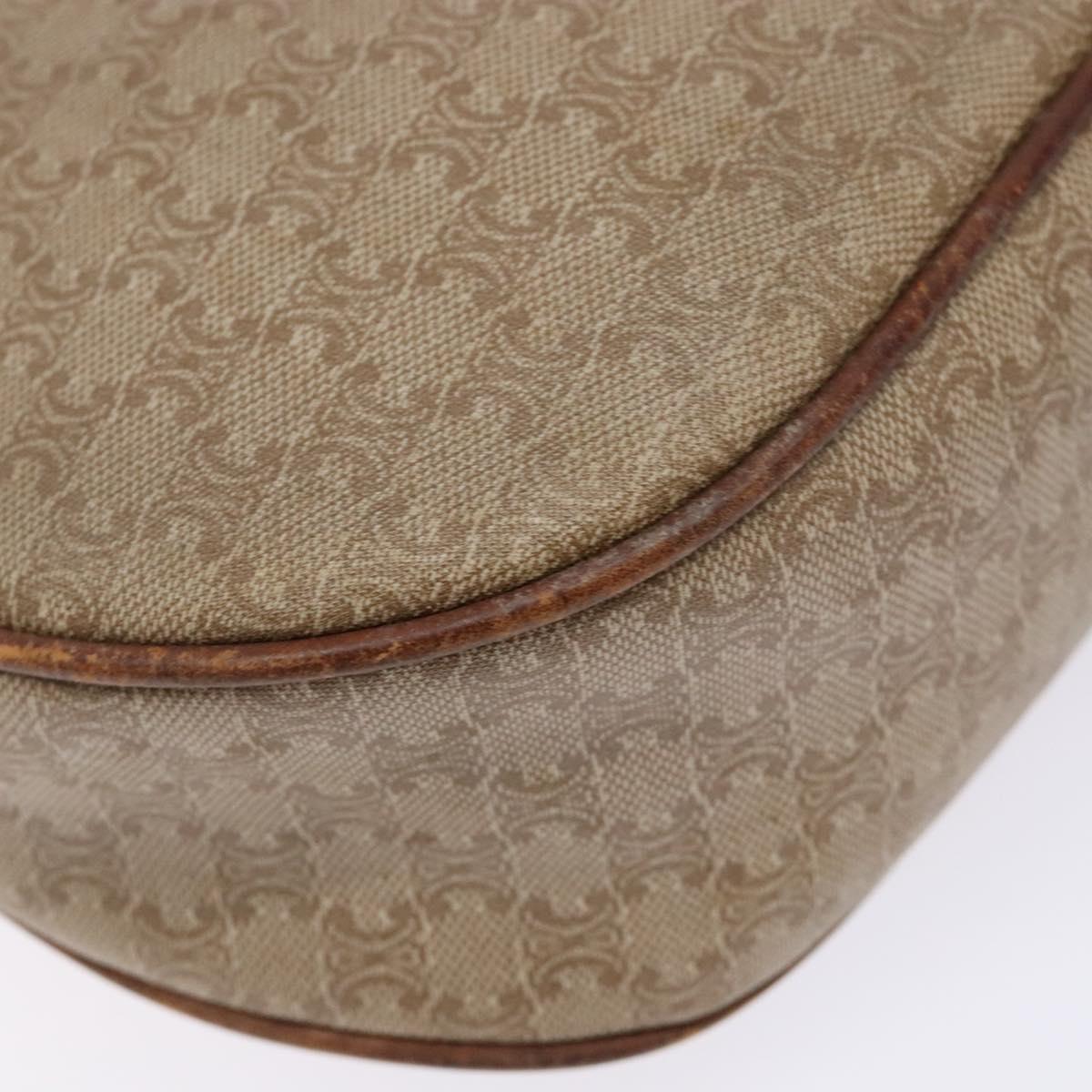 CELINE Macadam Canvas Shoulder Bag PVC Beige Gold Auth gh675