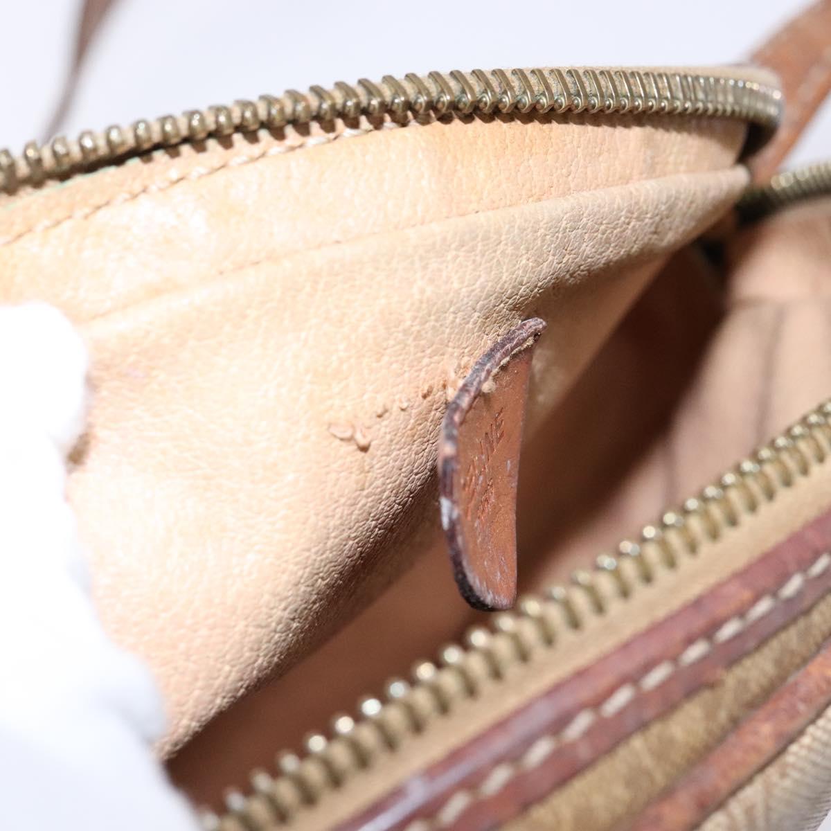 CELINE Macadam Canvas Shoulder Bag PVC Beige Gold Auth gh675