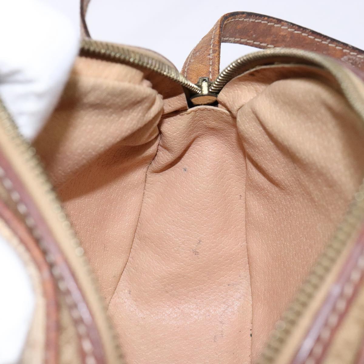 CELINE Macadam Canvas Shoulder Bag PVC Beige Gold Auth gh675