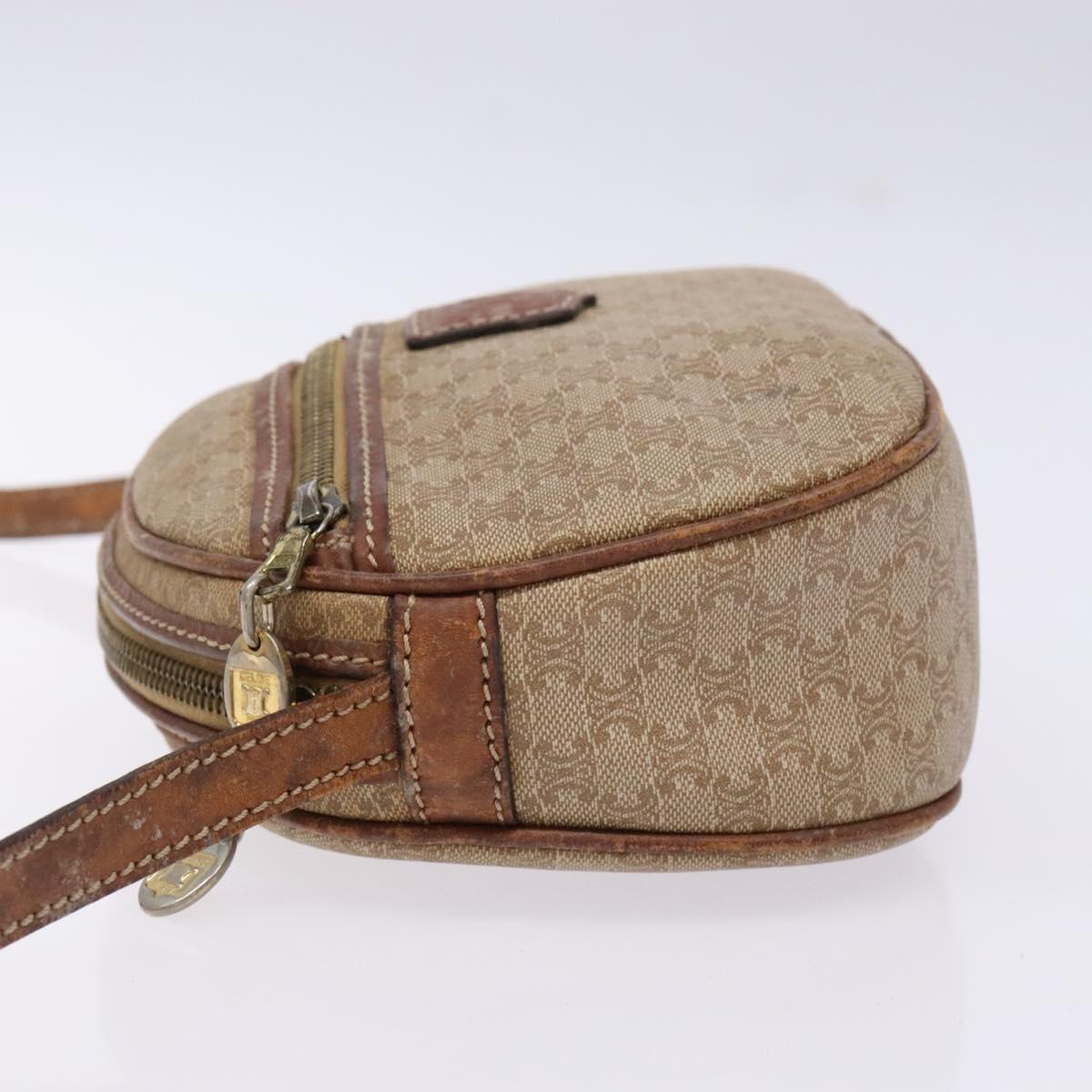 CELINE Macadam Canvas Shoulder Bag PVC Beige Gold Auth gh675