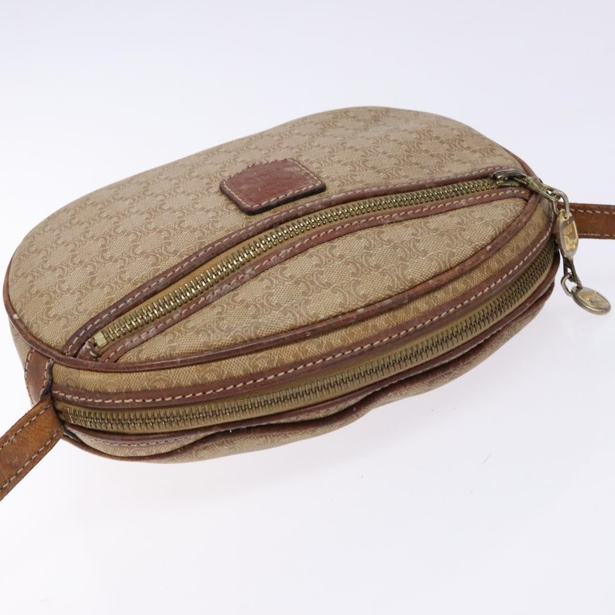 CELINE Macadam Canvas Shoulder Bag PVC Beige Gold Auth gh675