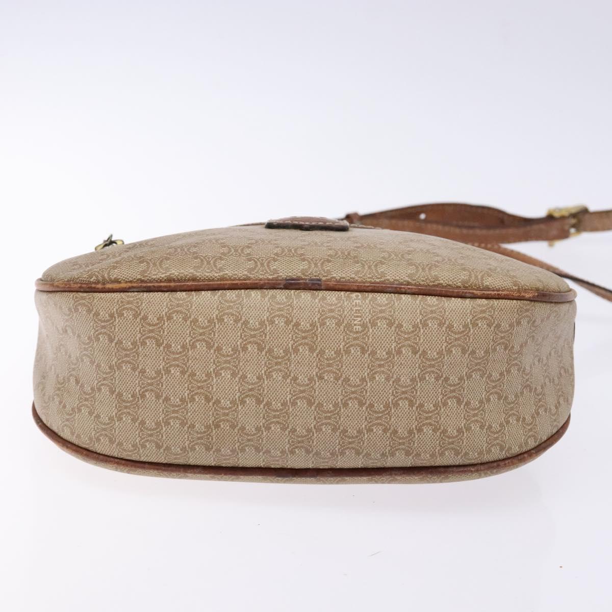 CELINE Macadam Canvas Shoulder Bag PVC Beige Gold Auth gh675