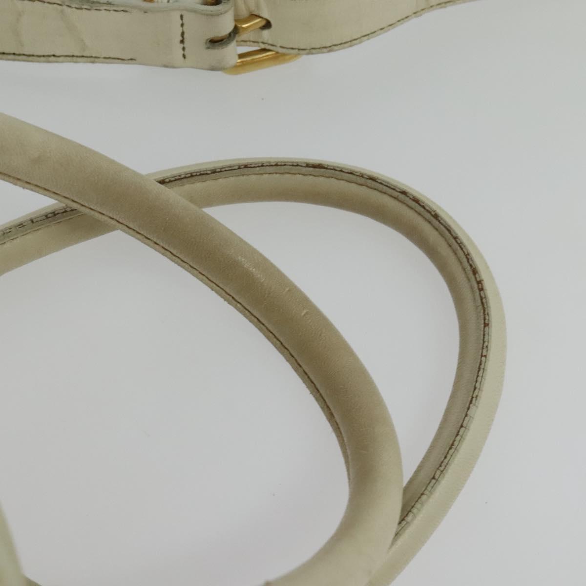 PRADA Hand Bag Leather 2way White Gold Auth gh676